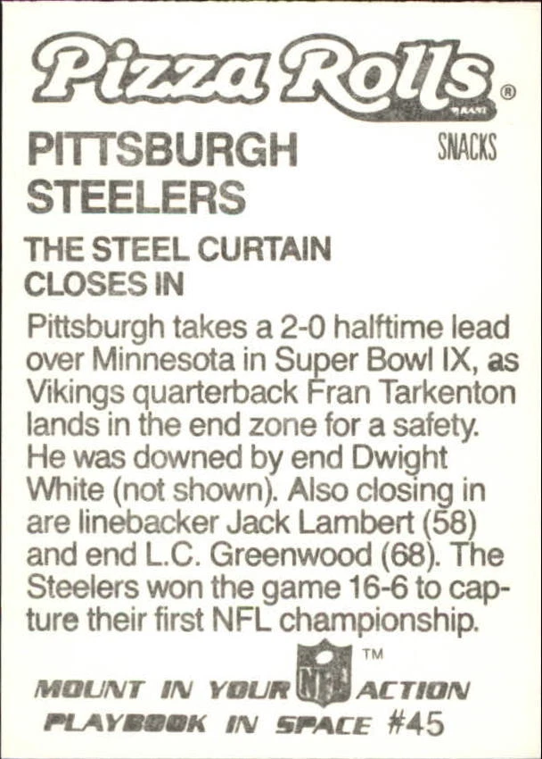 1986 Jeno's Pizza Rolls NFL Action Cards Food Issue YOU CHOOSE ODDBALL FOOTBALL - Image 2 of 2