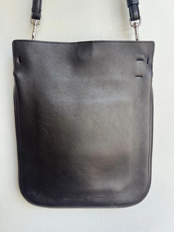 G2U PHOEBE PHILO Gig Pouch Dark Brown Leather Square Small Crossbody Bag Purse - Image 2 of 4