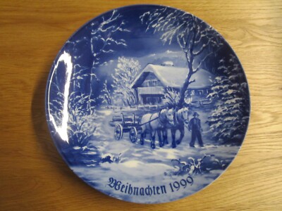 Weihnachtsteller 1999, limitiert, Porzellan, Kobalt, 19 cm Durchmesser
