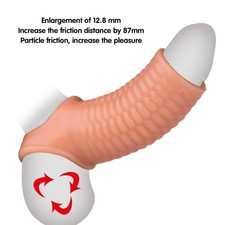 Funda de pene HOMBRE manga acanalada circunferencia condón reutilizable alargador potenciador