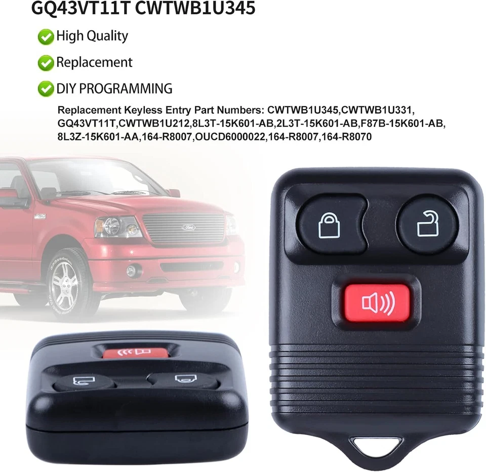 2 Llavero de control remoto para Ford F150 F250 Escape Expedition Explorer 1998-2016 Foto 2 de 4