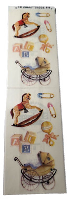 Frances Meyer FMI Baby Stickers Rocking horse, buggy,  pins, blocks, rattle VTG