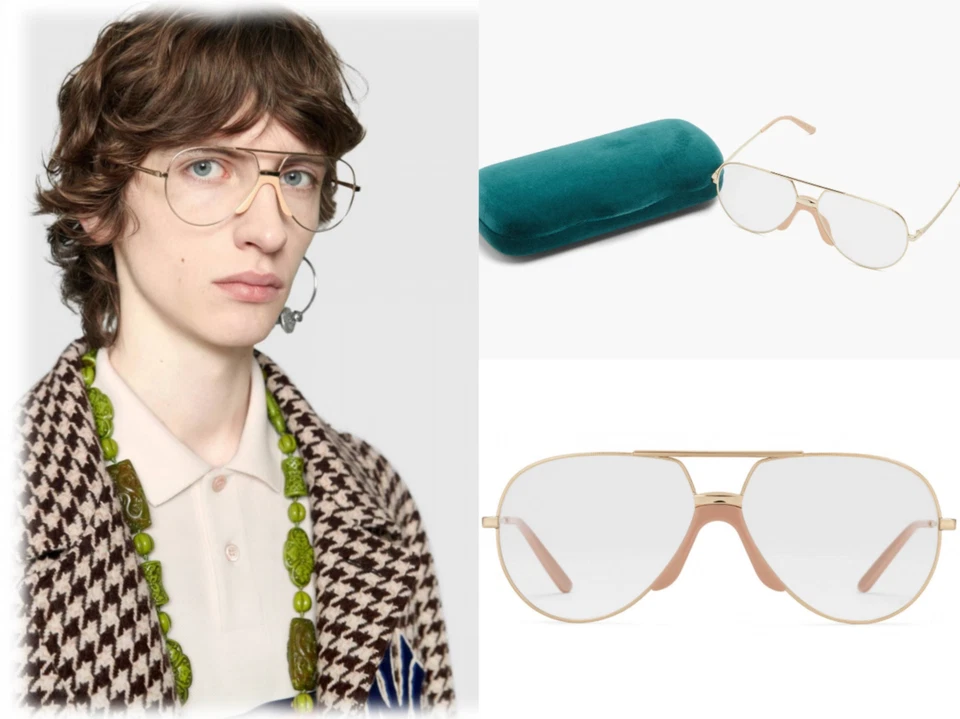 GUCCI Gucci Eyewear Monture Or Lunettes Solaires Rétro Style Aviateur - Photo 1/4