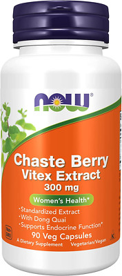 NOW Foods Chaste Berry Vitex Extract 300 Mg with Dong Quai, 90 Veg Capsules