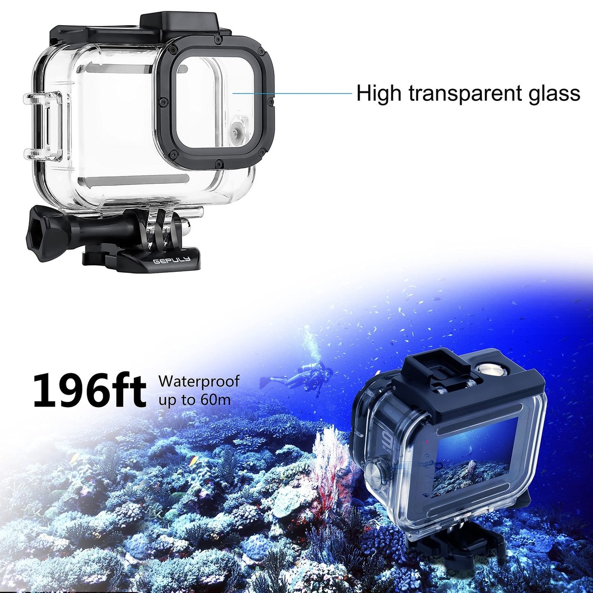 Go Pro Waterproof GEPULY Waterproof Case For GoPro Hero Black