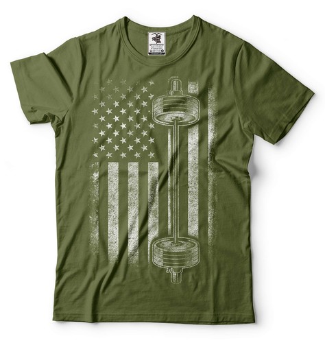 Mens American Flag With Barbell Shirt USA Freedom Shirt Workout Shirt Gym Shirts - 第 4/8 張圖片