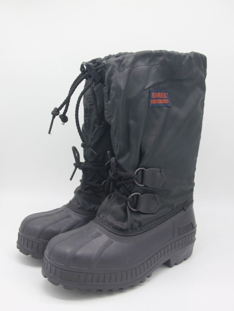 Sorel Boots Kids Size Black Snow Removable Lining Girls Boys Rubber Cinch  Top