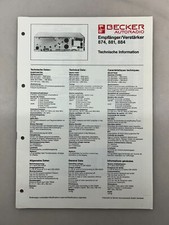 Becker 874 881 884 Original Service Manual Free Shipping