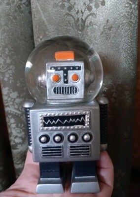 Atomic Age Mid-Century Robot Snow Globe Snowglobe Decoration 5'' Steampunk Retro