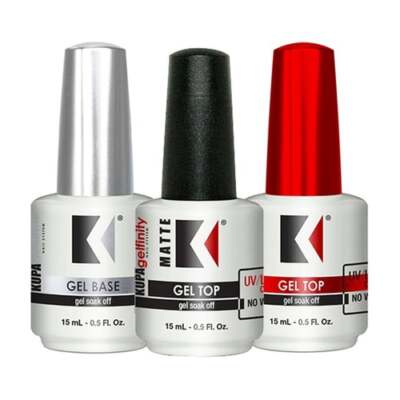 Kupa Gelfinity Soak-Off Gel Polish Trio Pack 3pcs Base + Top + Matte Top 0.5 oz