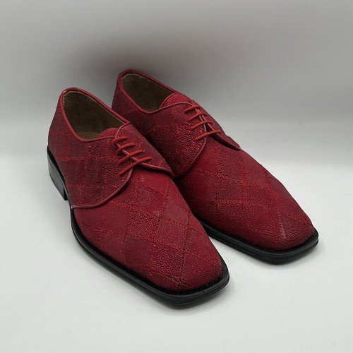 NEW David Eden Mens Genuine Stingray Dress Shoes Red Glitter Derby SZ 9 - Picture 3 of 12
