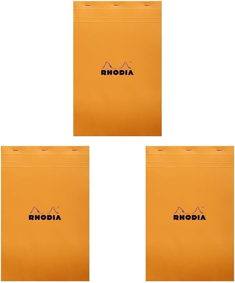 Rhodia 19200C - Stapled Notepad N°19 Orange - A4+ - 80 Detachable Sheet (x3)