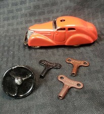 1930s Schuco Telesteering Red Car 3000 Germany Tin Toy Rare with Keys