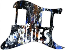 Pickguard Stratocaster Strat Graphic Custom fit Fender HH 11 Hole Blues 1 Blue