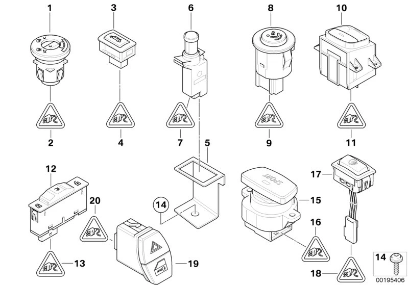 BMW Genuine Contact Switch Fits E81 E82 E87 E87 LCI E88 E46 E90 61319119052 - Image 2 of 4
