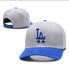 Los Angeles Dodgers Baseball hat, Embroidered LA, Adjustable, Grey with Blue