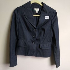 Ann Taylor Jacket Womans 2 Blue Pin Striped Dress Jacket