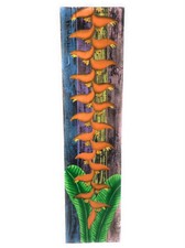 Heliconia Flower Painting on Wood Planks 32" X 8" Rustic Wall Decor  zon06a