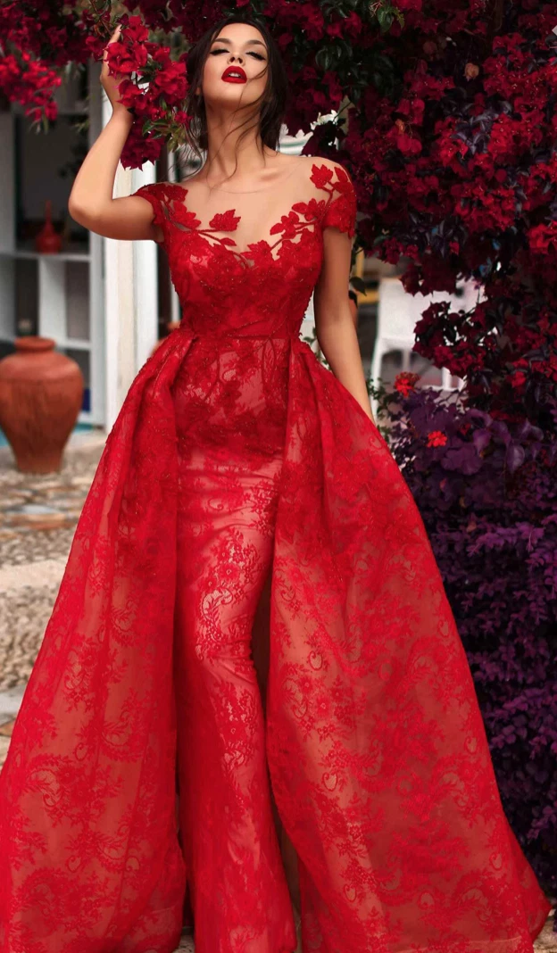  Stylish Unique Designer Princess Full Length Red Gown Dress For