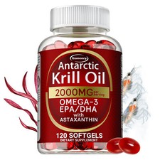 Antarctic Krill Oil - Omega-3 EPA, DHA, Astaxanthin, Anti Aging, Memory Support