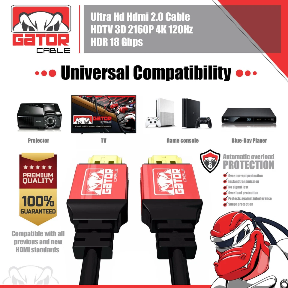 Cabo HDMI 4K 2.0 UHD ultra alta velocidade 2160P HDR 60Hz 18Gbps Dolby HDCP HDTV HD - Imagem 4 de 4