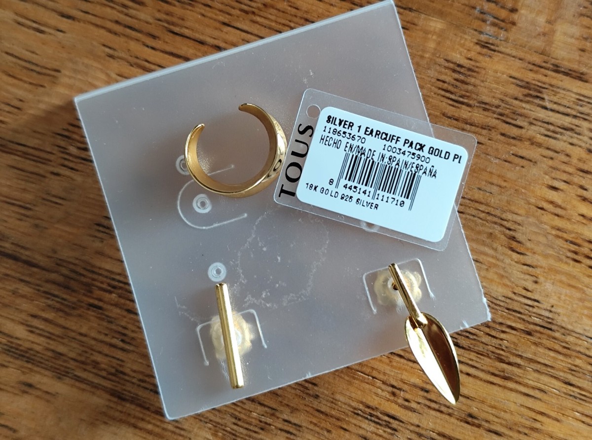 TOUS gold vermeil 925 silver 3 earrings set, NEW! | eBay
