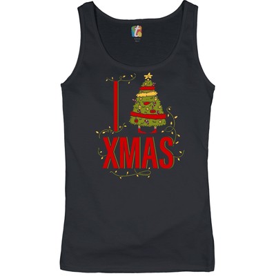 I Love Xmas Women's Tank Top Christmas Tree Holiday Spirit Naughty or Nice