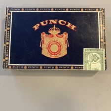 25 Count Punch Double Corona Empty Cigar Wood Trimmed Box Spanish Honduras Vtg