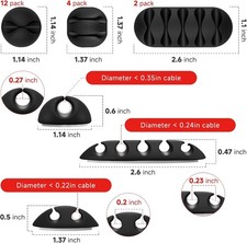 18PCS Adhesive Cord Holder Cable Clips, Cord, Wire Organizer Clips Black 