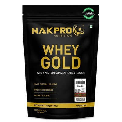 Nakpro Whey Gold Protein Konzentrat & Isolat Mango Geschmack 500gm Pulver