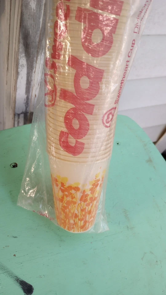 Tazas de papel de cera de flores amarillas naranjas florales manga rara de colección 100 7 oz. Foto 4 de 4