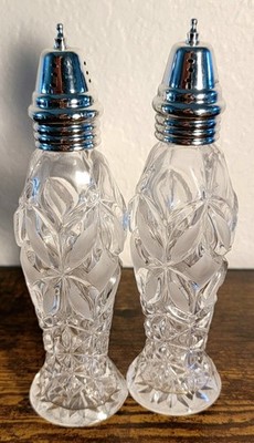 Hofbauer Byrdes Lead Crystal Salt Pepper Shakers Set West Germany Vintage