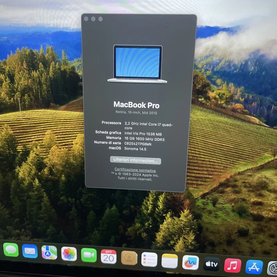 Apple MacBook Pro 15,4" (256GB SSD, Intel Core i7 4ª generazione, 2,20 GHz,..., foto 2 di 5