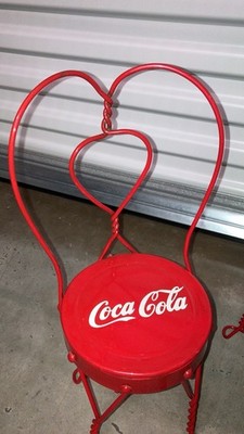 Vintage Red Metal Coca Cola Coke Bistro Ice Cream Table Chairs
