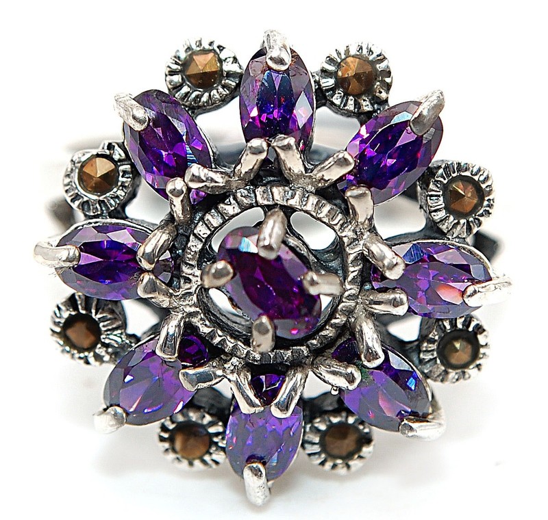 1CT Amethyst 925 Solid Sterling Silver Ring Jewelry Sz 8 NF1-1