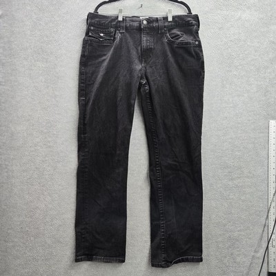 True Religion Men Jeans 36 Denim Embroidered Ricky Relaxed Straight Flap Pockets