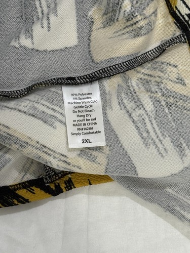 NWT LULAROE CASSIE Pencil Skirt Black Yellow Ivory Paint Streaks Size 2XL New - Picture 5 of 12