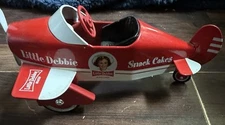 Vintage LITTLE DEBBIE Toy Peddle Car Airplane Diecast Metal Coin Bank Good Cond