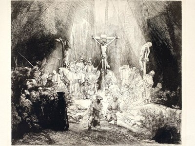 *GRAFIK REMBRANDT DREI KREUZE KUPFERSTICH RADIERUNG 1653 FAKSIMIL