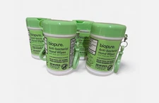 6 Biopure Antibacterial Travel Size Hand Wipes Keychain (Fresh Morning Breeze)