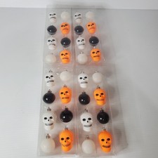 Halloween Set Of 32 Ornaments Skulls  Glitter Ball Ashland Lot Of 4 Packs Decor