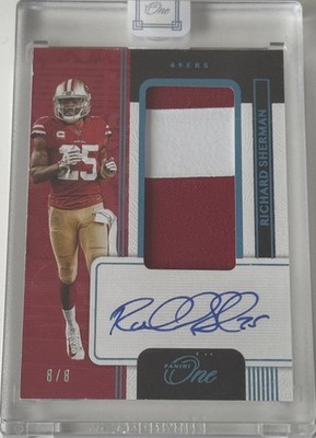Richard Sherman 2020 Panini One Football 8/8 Signed with Player-Worn Patch
