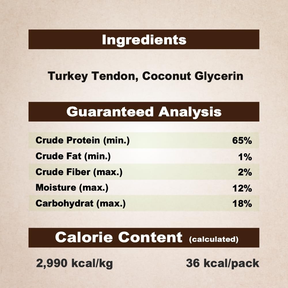 Afreschi Turkey Tendon for Dogs, Dog Treats for Signature Series, All Natural