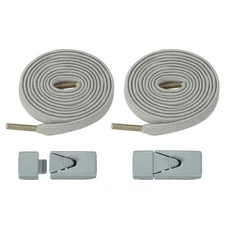 No Tie Shoelaces with 2 Metal Triangle Buckle Clips, 1Pair & Light Gray