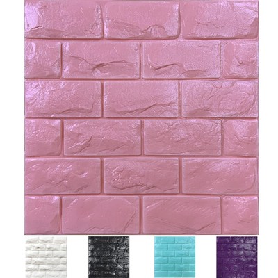 30PCS 3D Wall Panels Peel Stick Faux Brick Wallpaper Pink Self Adhesive Foam Bri