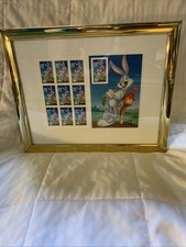 VTG Framed Collection Of 1997 Bugs Bunny 32-cent Looney Tune Stamps Version 3137