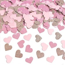 300 Pcs Pink Glitter Valentine's Day Heart Confetti for Wedding Party Decor