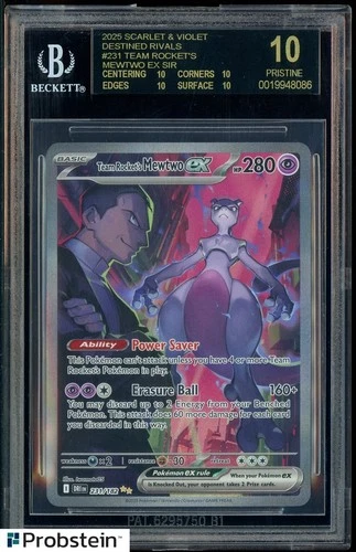 2025 Pokemon S&V Destined Rivals Team Rocket's Mewtwo ex #231 BGS 10 BLACK LABEL