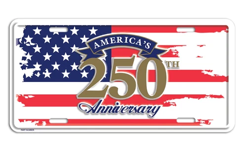 America's 250th Anniversary USA Flag Aluminum Novelty Car License Plate Sign Tag