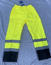 Portwest Hi-Vis Rain Pants XL Neon Yellow Reflective Waterproof Workwear